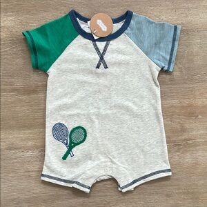 Mudpie Baby Boy Tennis Short Sleeve Romper 3-6 6-9 9-12 months